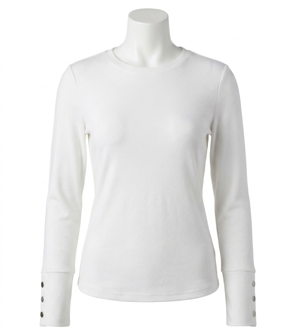 NEW COCO + CARMEN alexis super soft top with snap cuff in white